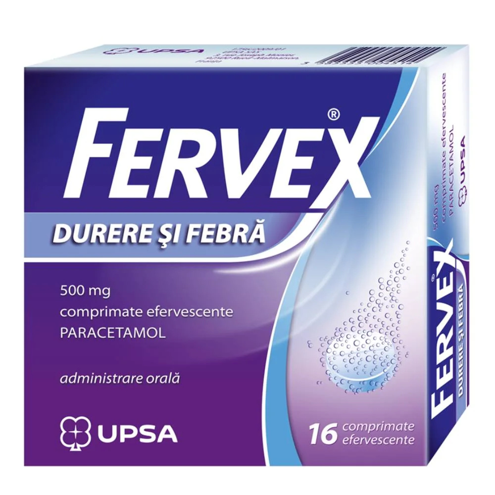 Fervex durere si febra 500mg, 16 comprimate, Upsa