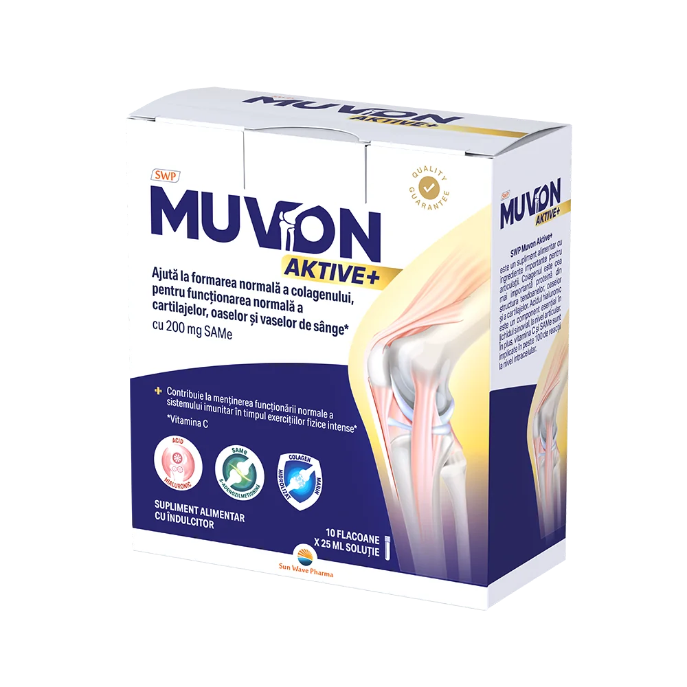 Supliment alimentar pentru articulatii Muvon Aktive Plus, 10 fiole, Sun Wave Pharma