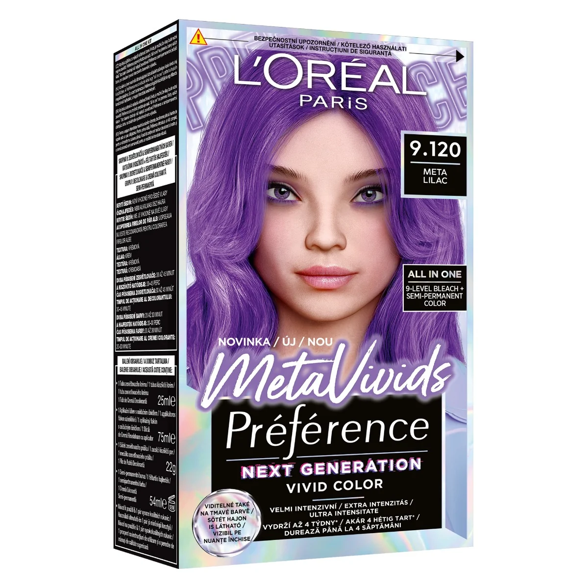 Vopsea de par semi-permanenta Preference MetaVivids 9.120 Meta Lilac, 154ml, L'Oreal Paris 