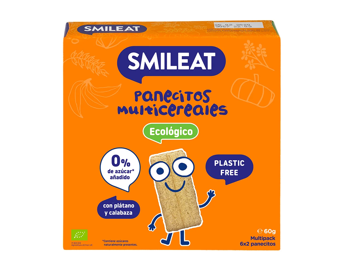 Painici multicereale cu banana si dovleac +6 luni Bio, 60g, Smileat