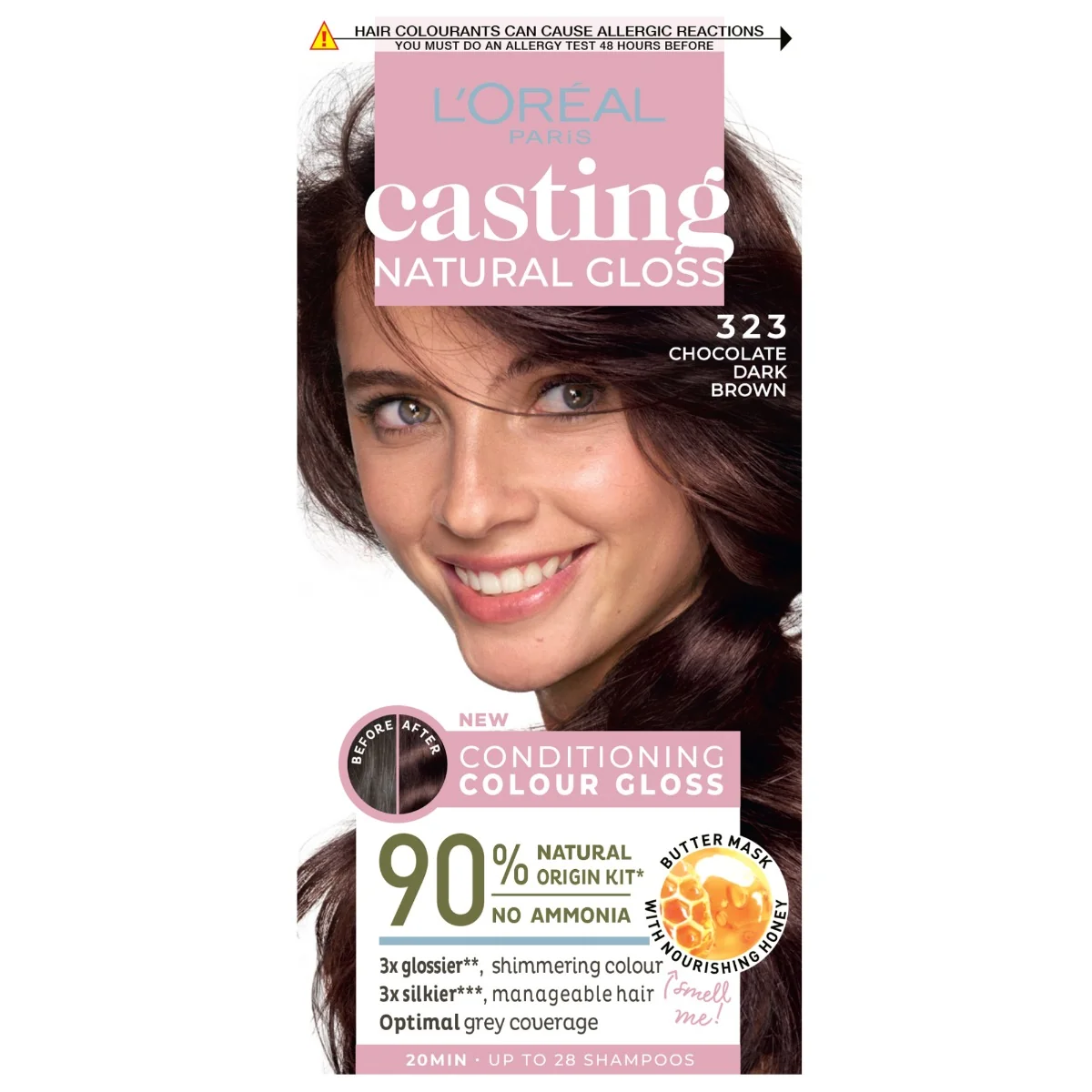 Vopsea de par semi-permanenta Casting Natural Gloss 323 Chocolate Dark Brown, 180ml, L'Oreal Paris