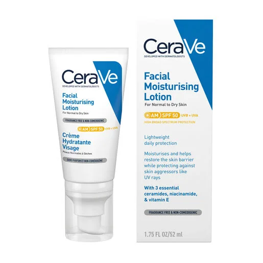 Crema hidratanta pentru ten normal-uscat cu SPF50, 52ml, CeraVe 