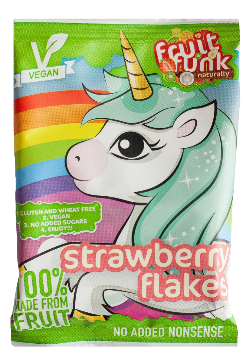 Fulgi din fructe cu capsuni Unicorn, 16g, Fruit Funk