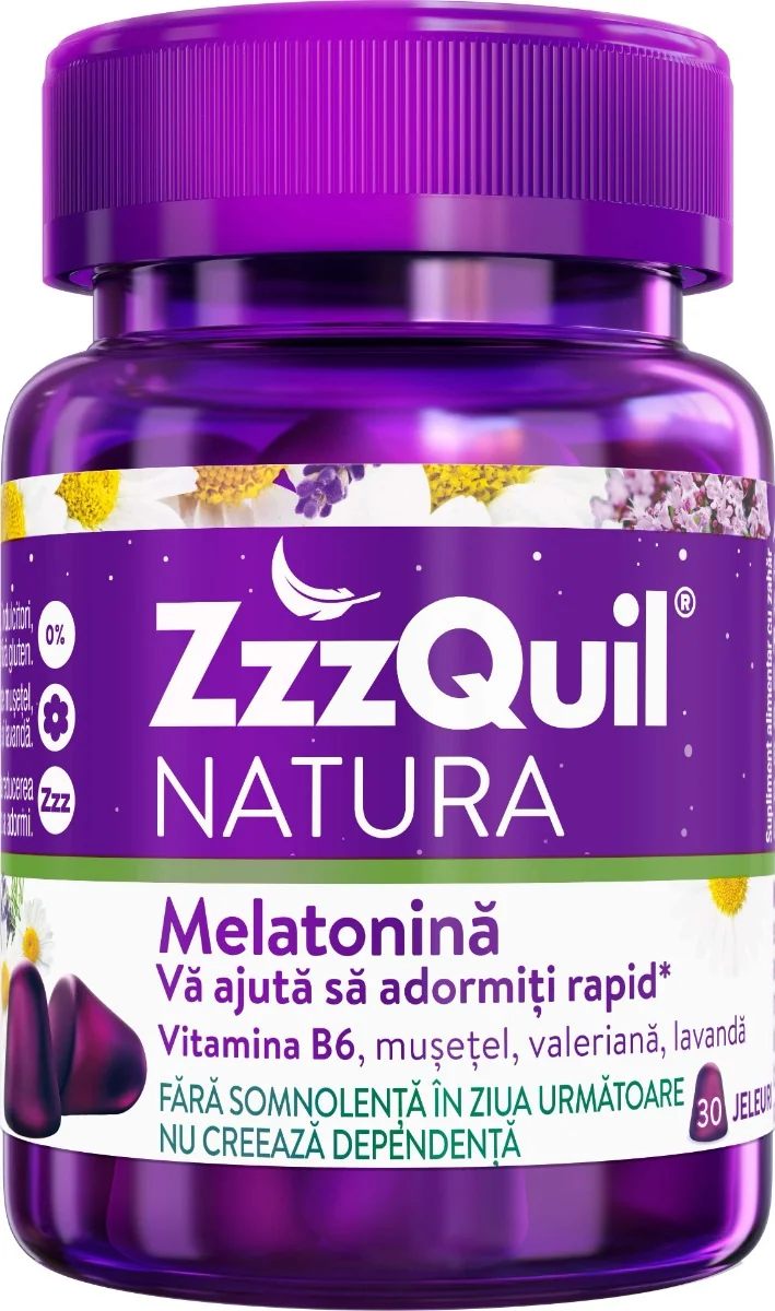 Melatonina Vitamina B6 Valeriana si Lavanda Natura, 30 jeleuri, ZzzQuil