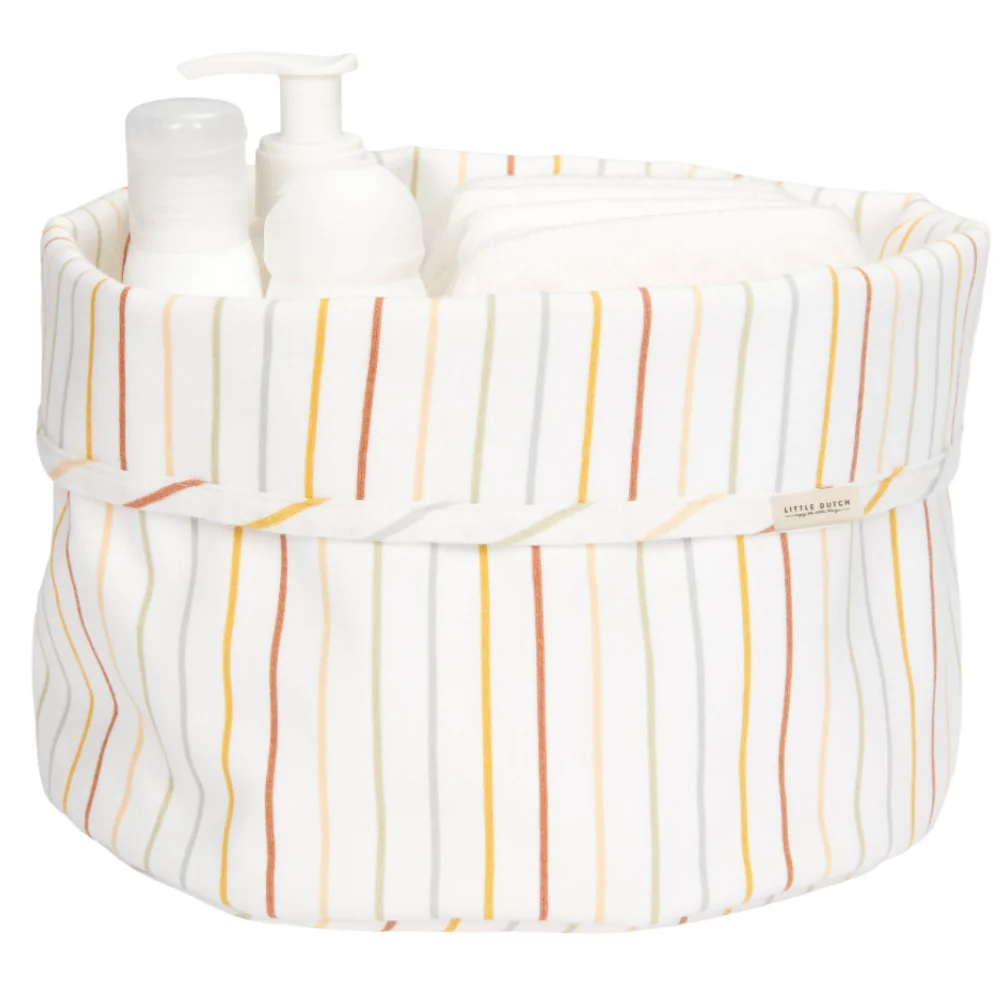 Cos de depozitare rotund pentru comoda de infasat Vintage Sunny Stripes, 1 bucata, Little Dutch 