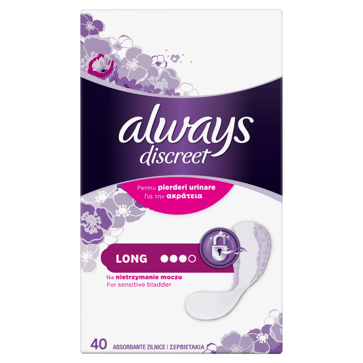 Absorbante pentru incontinenta urinara Discreet Long, 40 bucati, Always