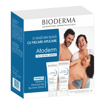 Pachet balsam Atoderm Intensive 200ml + Gel spumant Atoderm Intensive 200ml, Bioderma 