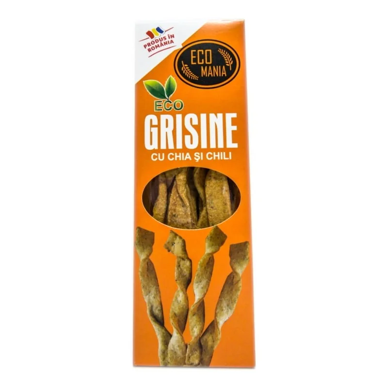 Grisine cu chia si chili Bio, 125g, Ecomania