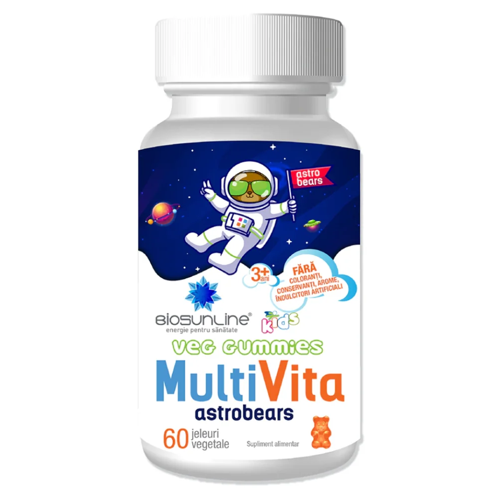 Jeleuri vegetale Multi Vita Veg Gummies Astrobears, 60 jeleuri, BioSunLine