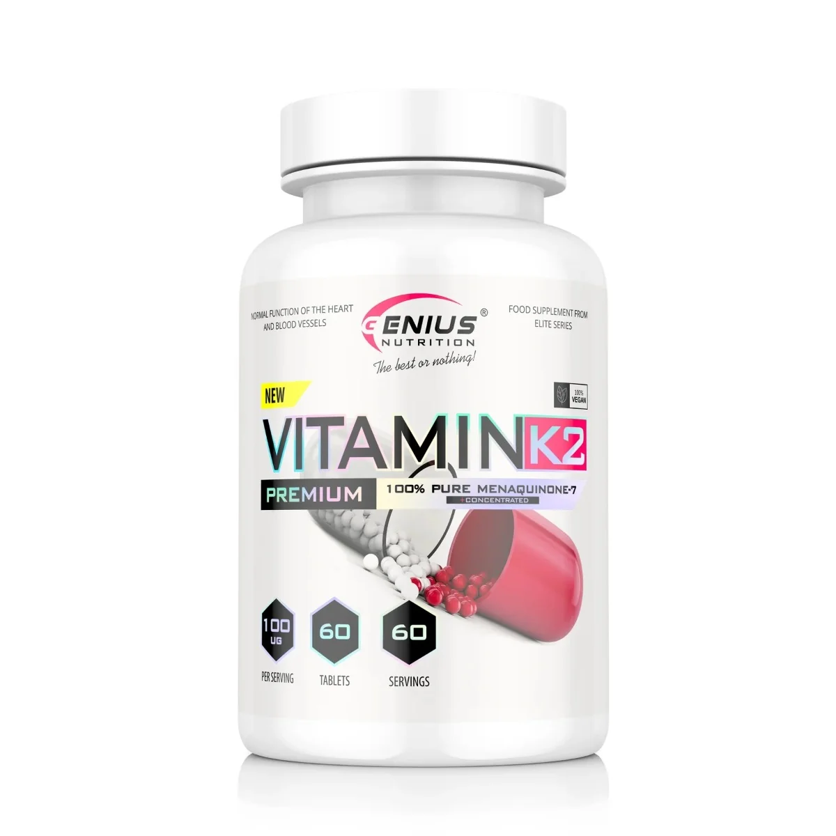 Vitamina K2, 60 tablete, Genius Nutrition 