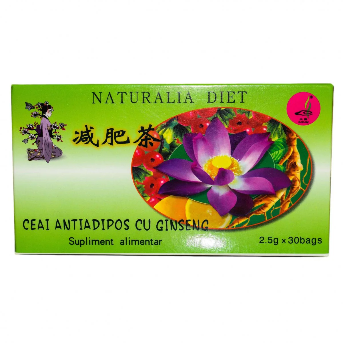 Ceai antiadipos cu ginseng, 30 plicuri, Naturalia Diet