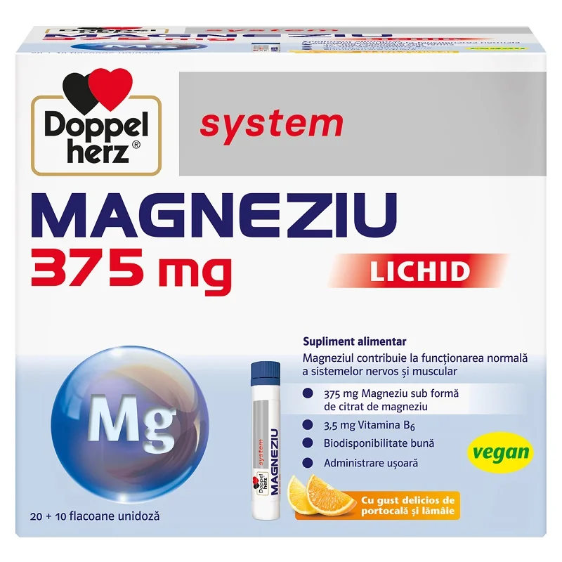 Magneziu lichid System 375mg, 30 flacoane, Doppelherz