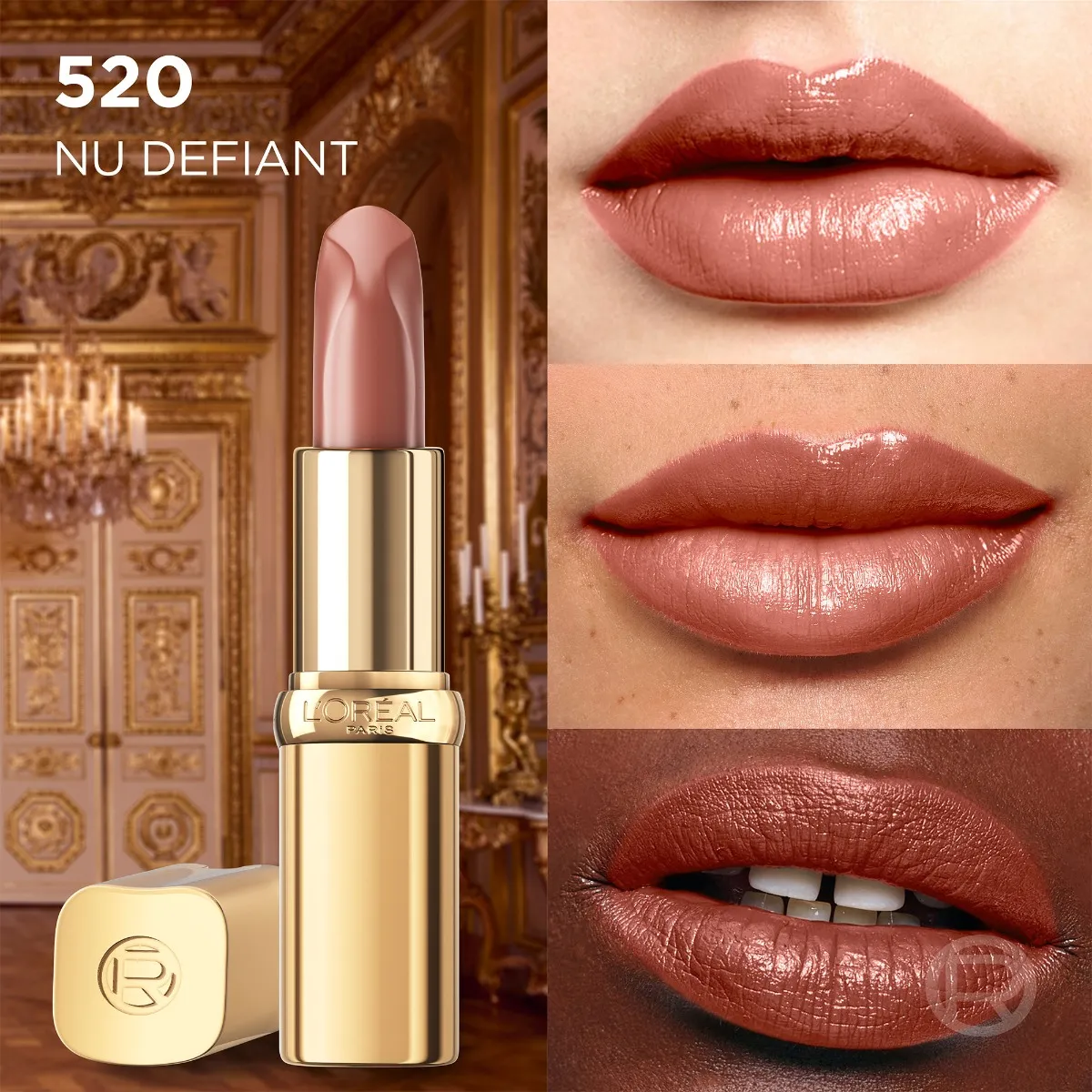 Ruj satinat Color Riche Nudes of Worth 520 NU Defiant, 4.8g, L'Oreal Paris 