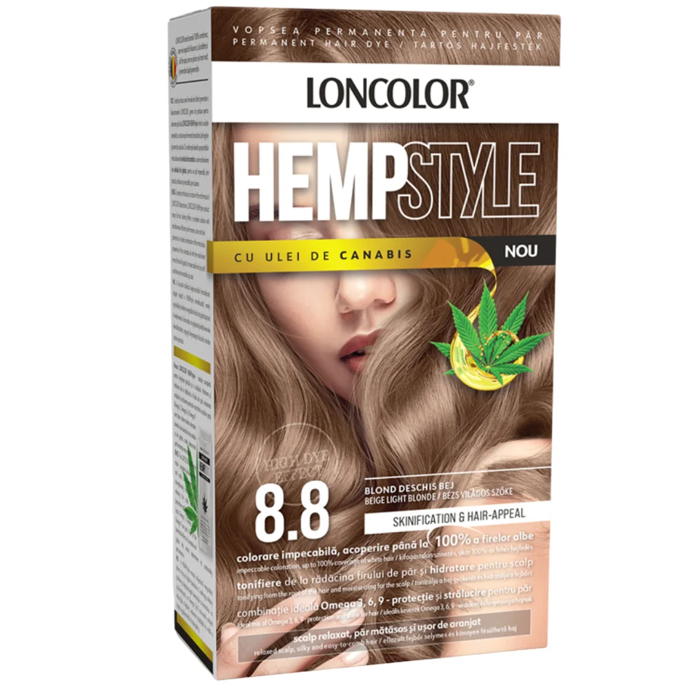 Vopsea de par permanenta Hempstyle Nr. 8.8, 110ml, Loncolor