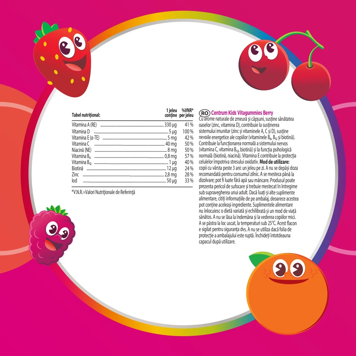 Centrum Kids VitaGummies Multifruit, 60 jeleuri, Haleon 