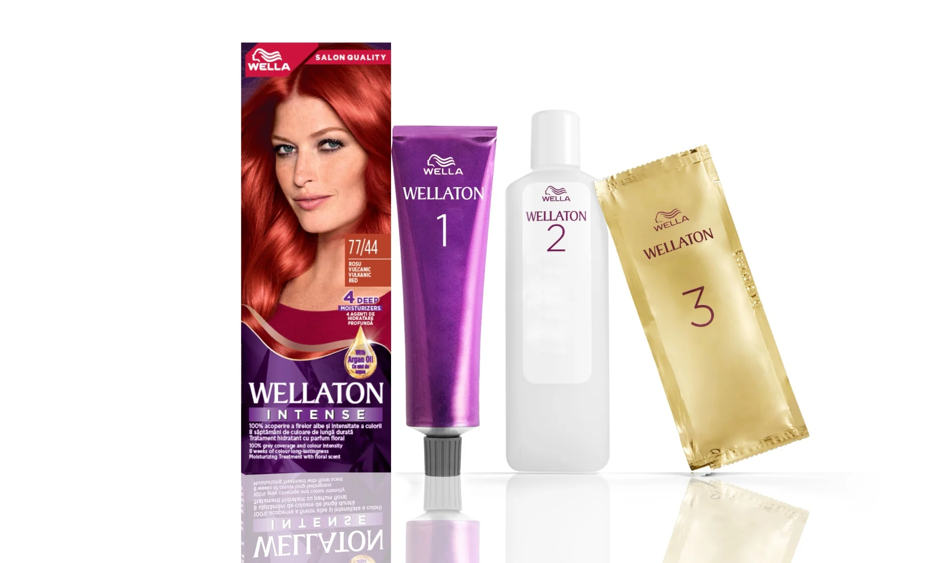 Vopsea de par permanenta Rosu Vulcanic 77.44 Wellaton, 110ml, Wella 