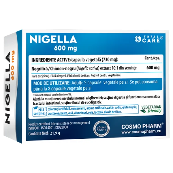 Nigella Sativa 600mg, 30 capsule, Cosmopharm 