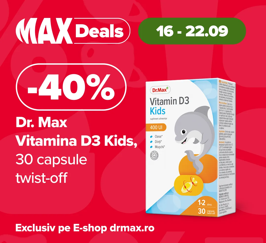 Max Deals Septembrie 2024 Vitamina D3 Kids