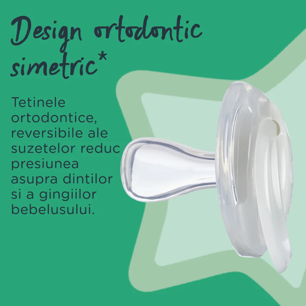 Suzeta ortodontica de noapte pentru 0-6 luni Bej/Gri Norisor, 2 bucati, Tommee Tippee 