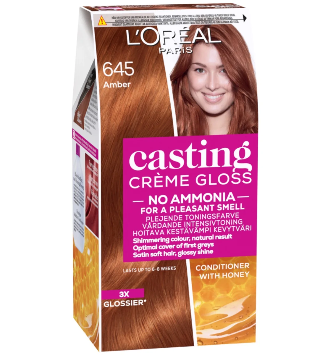 Vopsea de par semi-permanenta fara amoniac Casting Creme Gloss 645 Amber, 180ml, L'Oreal Paris 