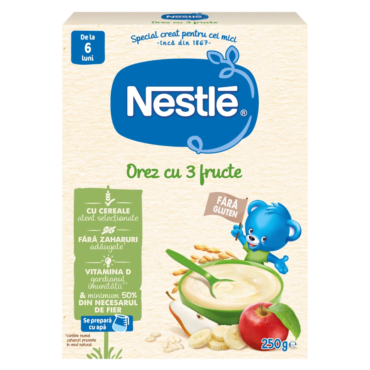 Cereale orez cu 3 fructe, 250g, Nestle