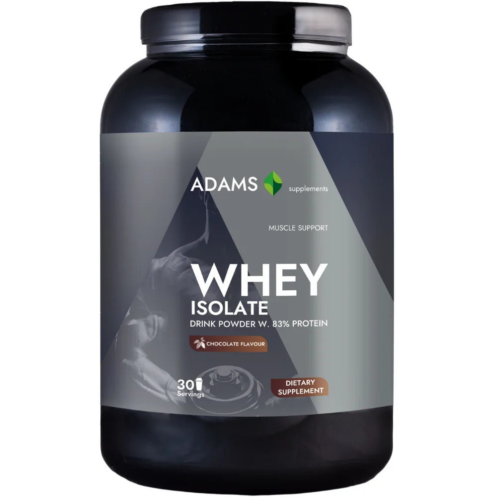 Pudra proteica cu aroma de ciocolata Whey Isolate Protein, 908g, Adams Vision