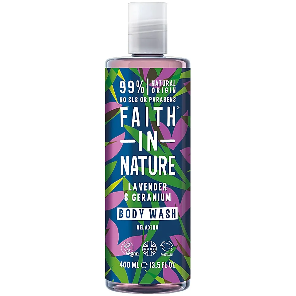 Gel de dus natural relaxant cu lavanda si muscata, 400ml, Faith in Nature