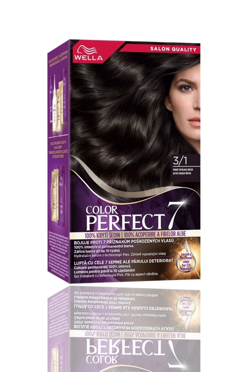 Vopsea de par permanenta Saten Cenusiu Inchis 3/1 Color Perfect, 135ml, Wella 