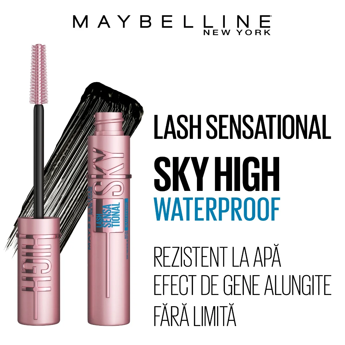 Mascara Lash Sensational Sky High Waterproof, 9.5ml, Maybelline 