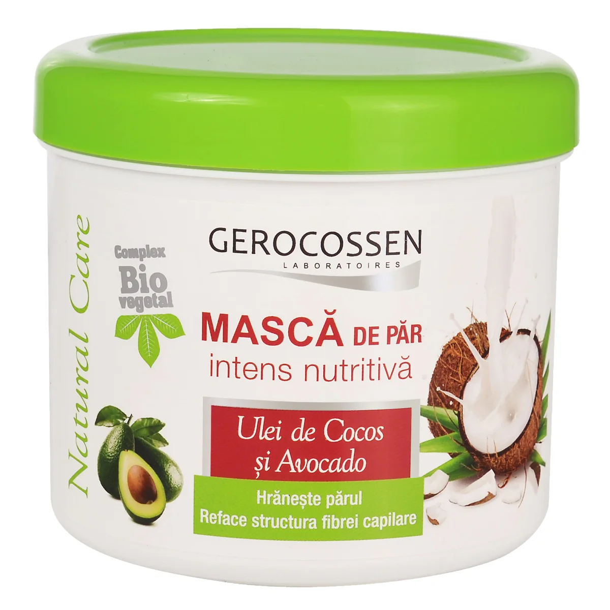 Masca intens nutritiva cu ulei de cocos bio si avocado Natural Care, 450ml, Gerocossen