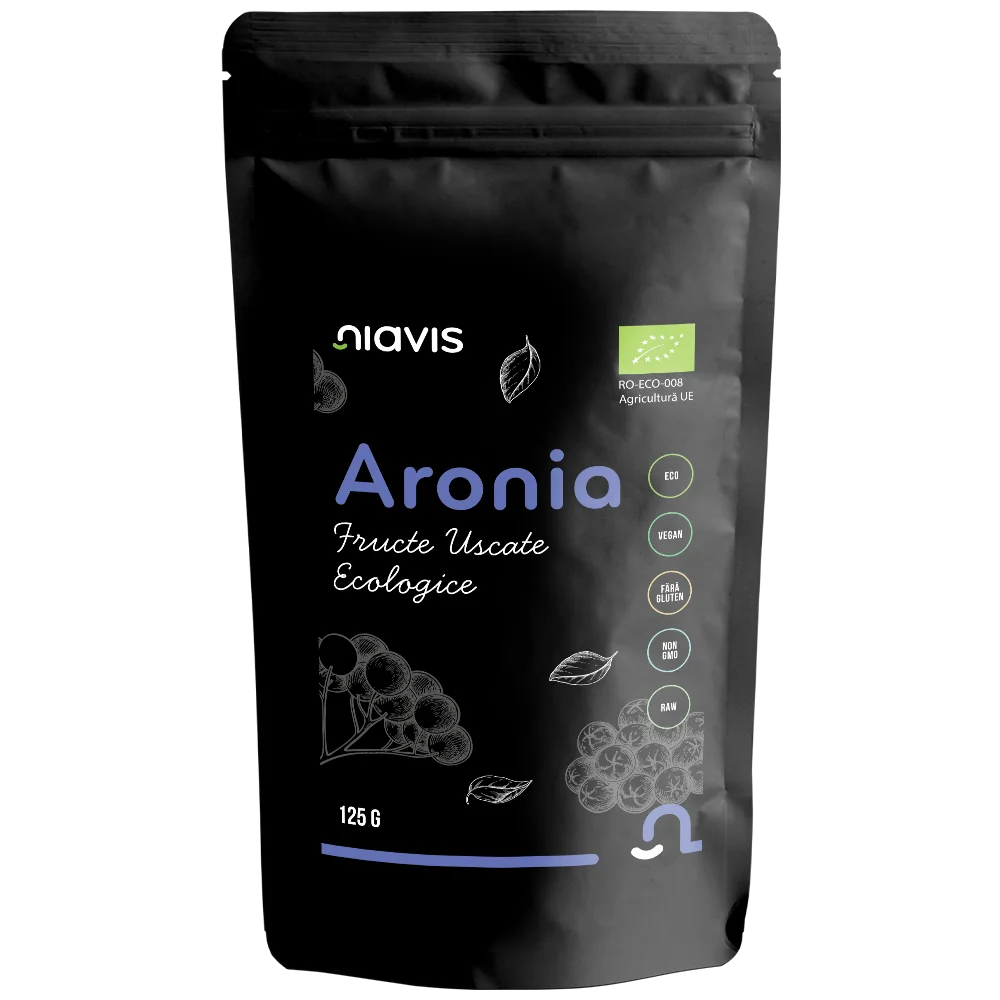 Fructe uscate raw ecologice Aronia, 125g, Niavis