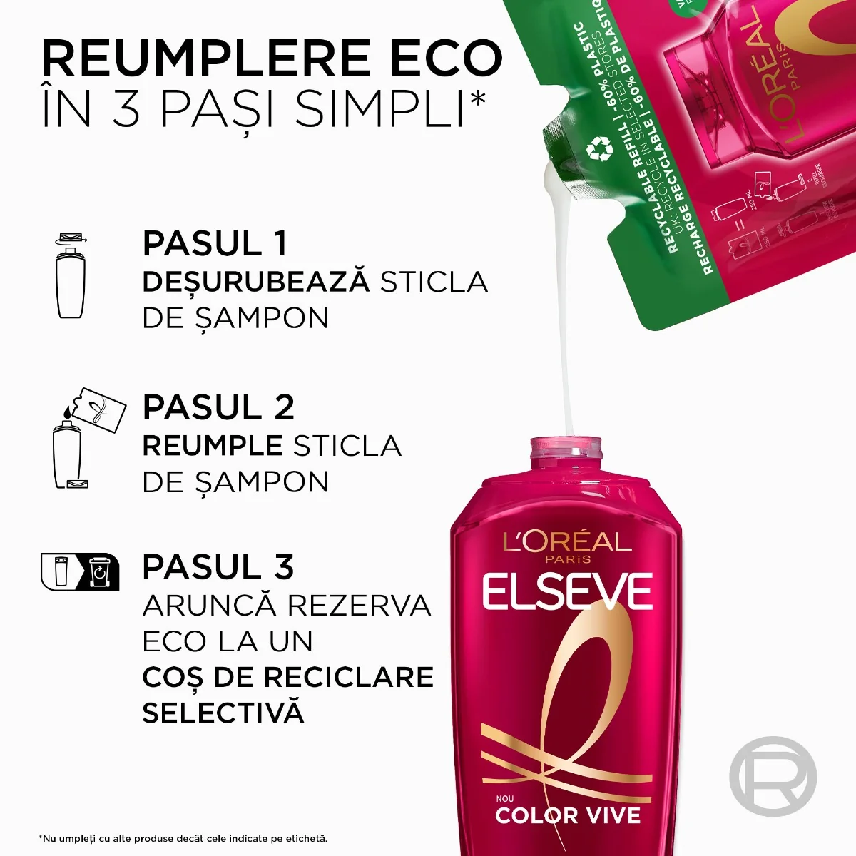 Sampon pentru protejarea culorii Color Vive rezerva eco, 250ml, Elseve 