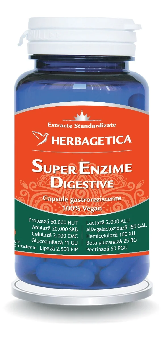 Super Enzime Digestive, 10 capsule, Herbagetica