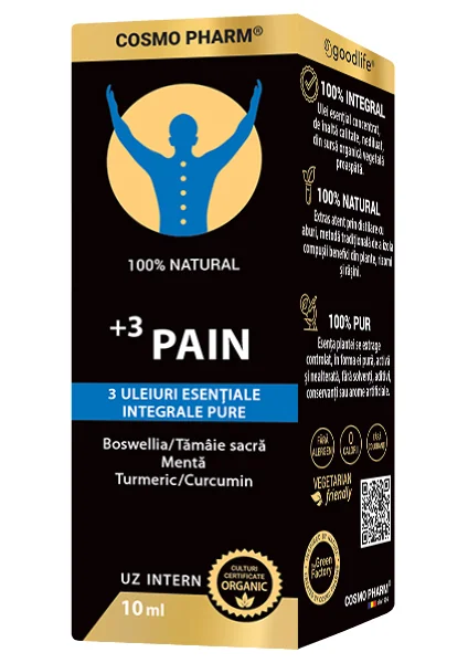 Mix de uleiuri esentiale integrale +3 Pain, 10ml, Cosmopharm 