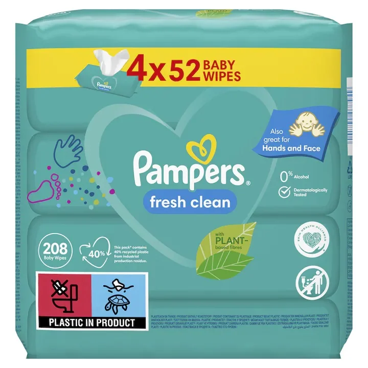 Pachet Servetele umede Fresh Clean, 208 bucati, Pampers