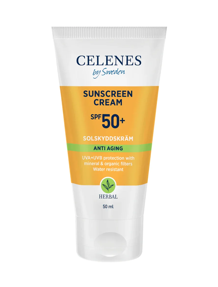 Crema anti-aging pentru protectie solara Herbal cu SPF50+, 50ml, Celenes