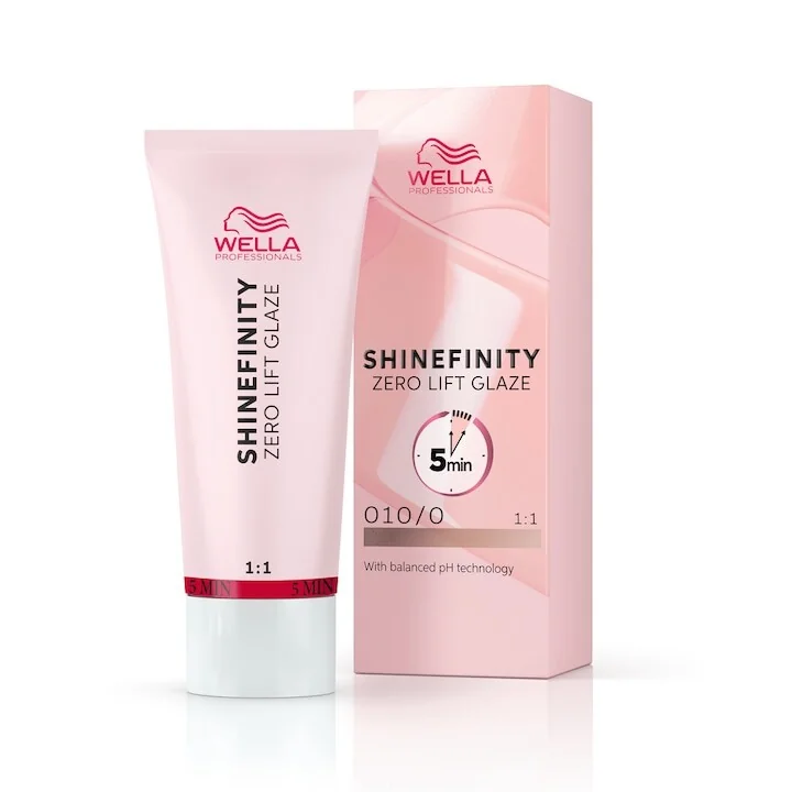 Vopsea demi-permanenta Shinefinity Zero Lift Glaze 010/0 Blond luminos natural, 60 ml, Wella Professionals 