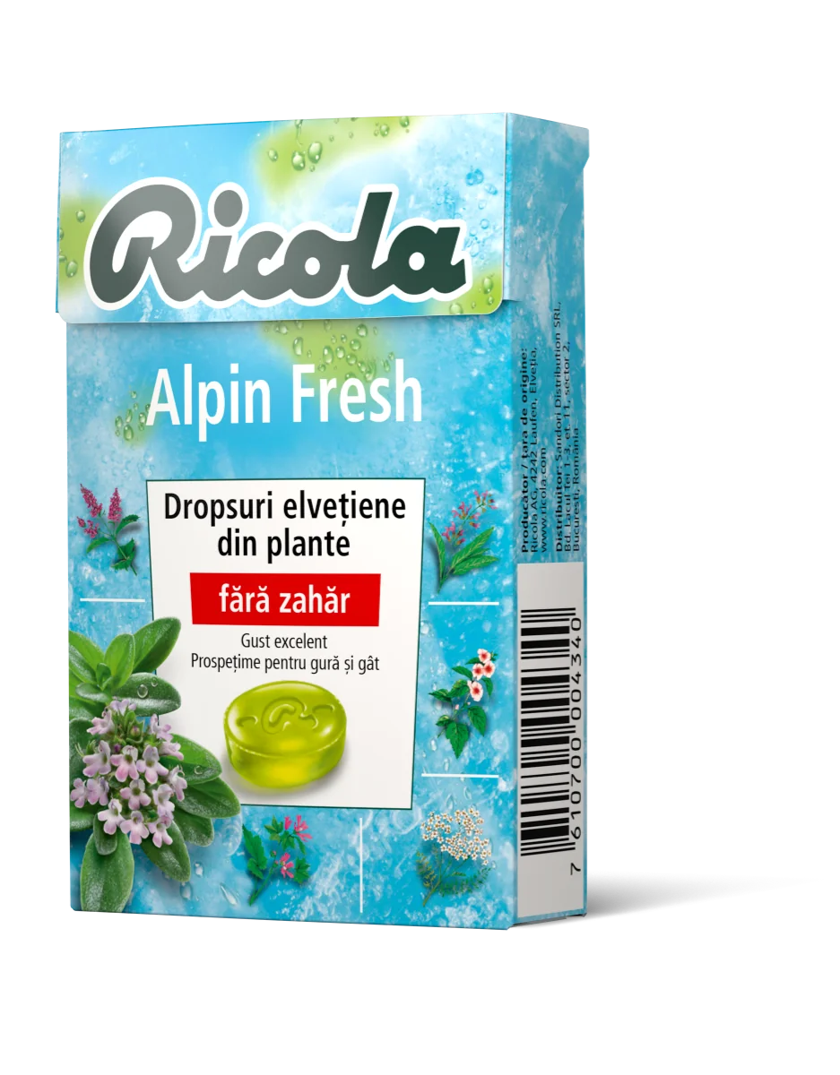 Dropsuri din plante Alpin Fresh, 40g, Ricola