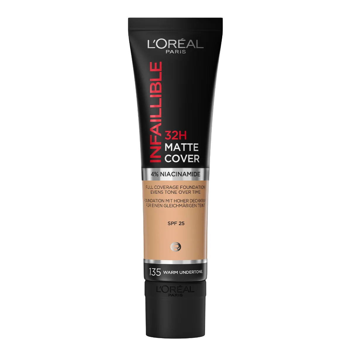 Fond de ten mat Infaillible 32H Matte Cover 135 Warm Undertone, 30ml, L'Oreal Paris