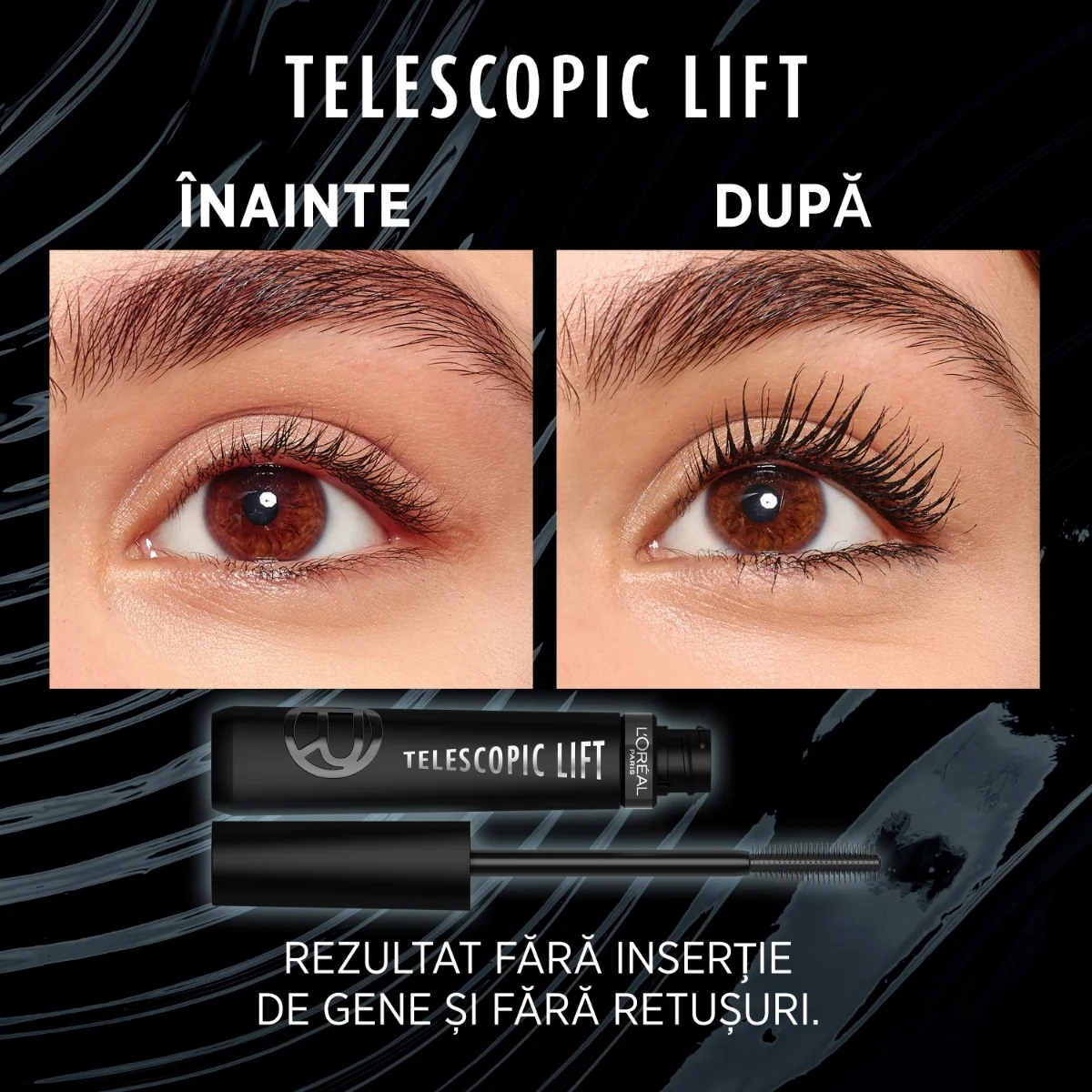 Mascara Telescopic Lift Black, 6.4ml, L'Oreal Paris 