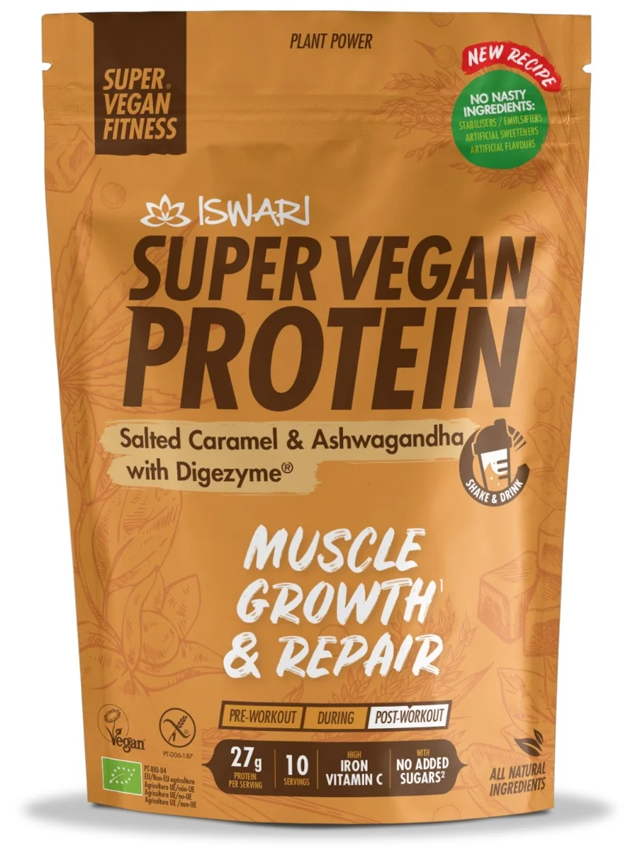 Proteina Super Vegana bio ashwagandha si caramel, 400g, Iswari