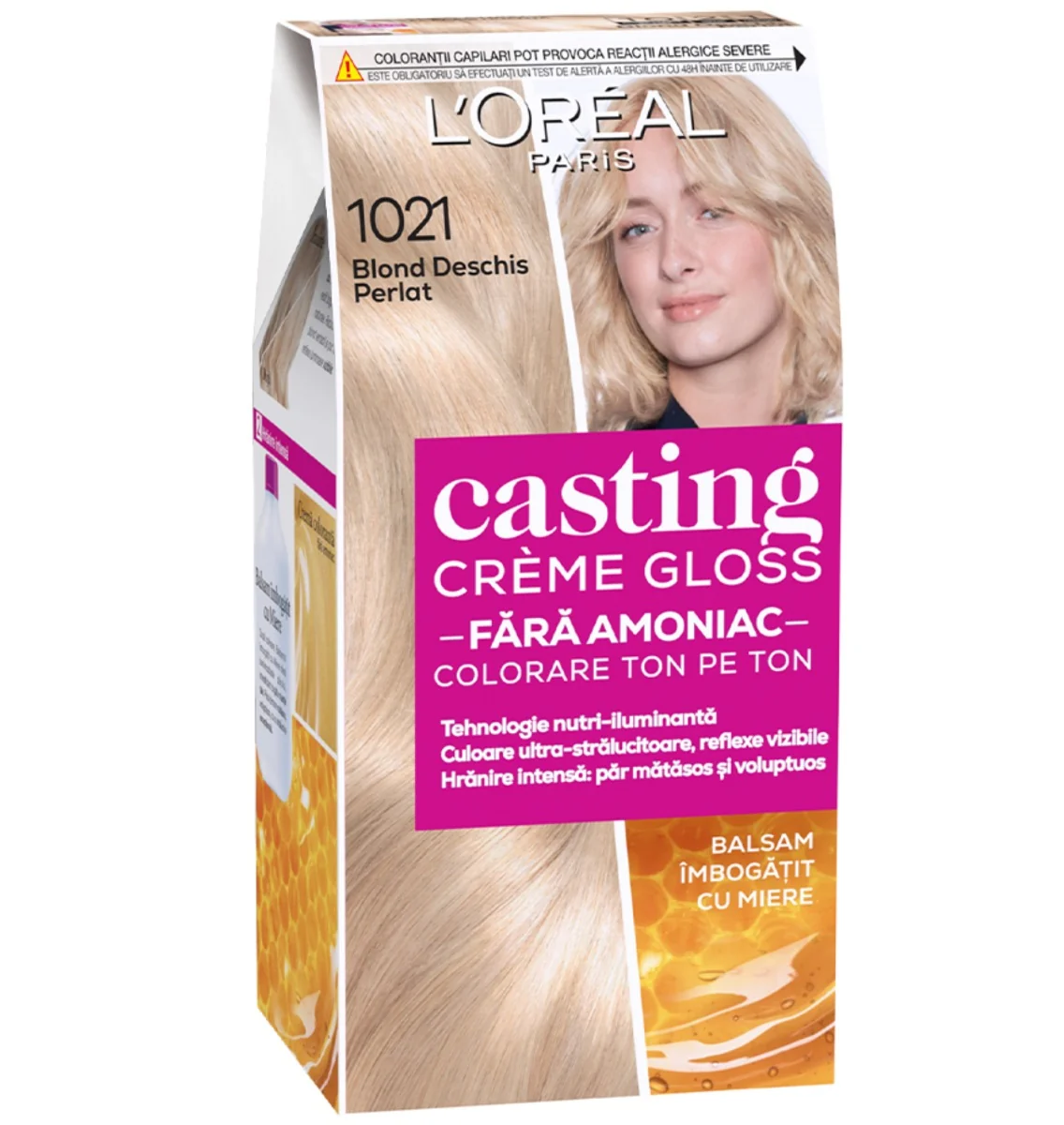 Vopsea de par semi-permanenta fara amoniac Casting Creme Gloss 1021 Blond Deschis, 180ml, L'Oreal Paris 