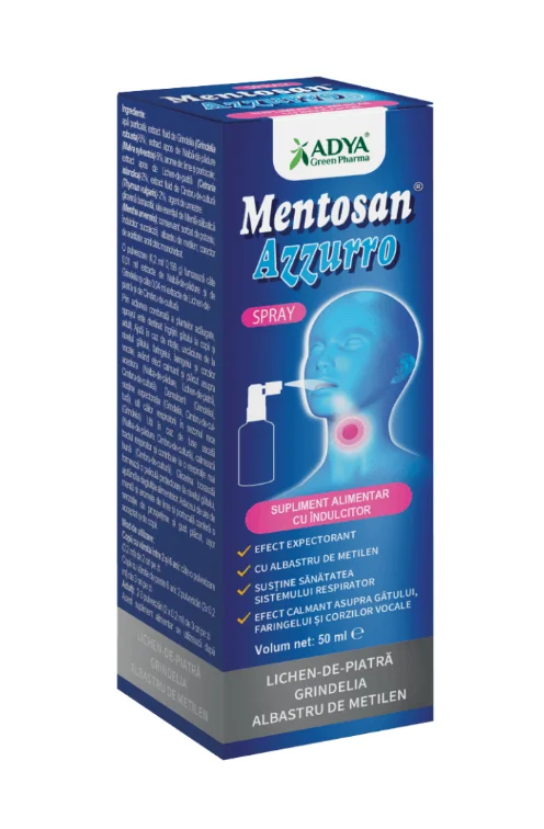 Spray cu albastru metil Mentosan Azzuro, 50ml, Adya Green Pharma