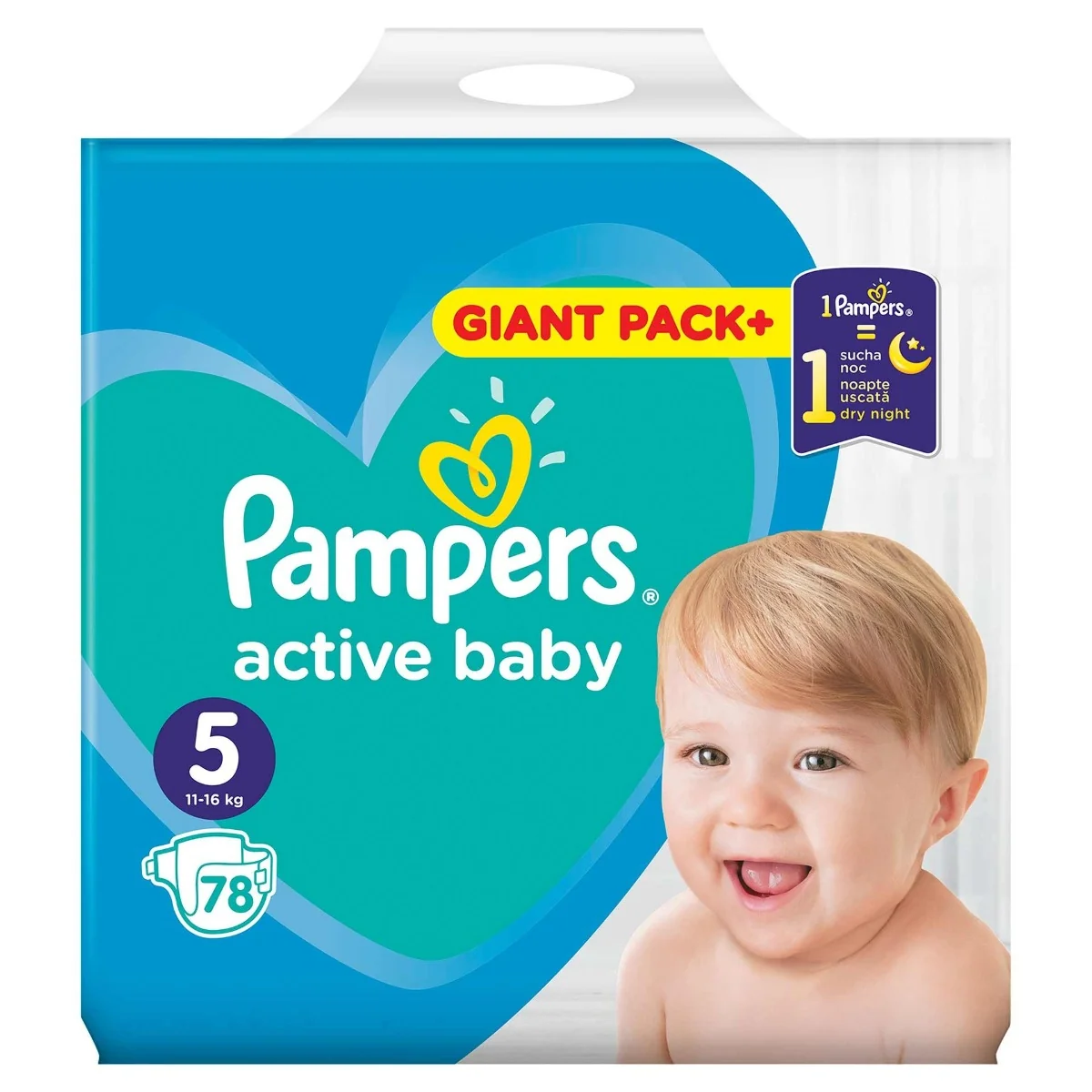 Scutece pentru copii Active Baby junior marimea 5 pentru 11-16 kg, 78 bucati, Pampers