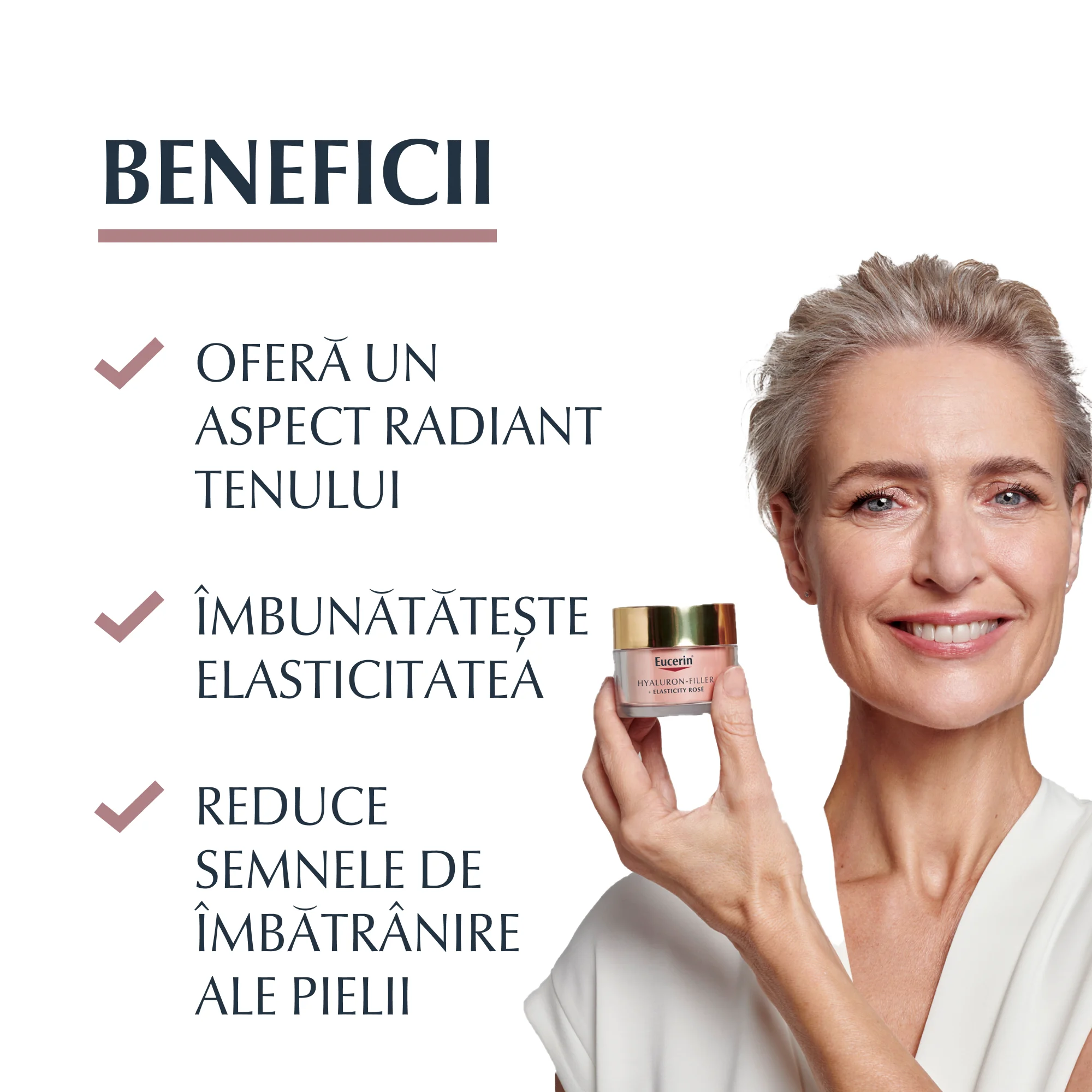 Crema de zi Hyaluron-Filler + Elasticity Rosé SPF 30 50ml Eucerin beneficii principale