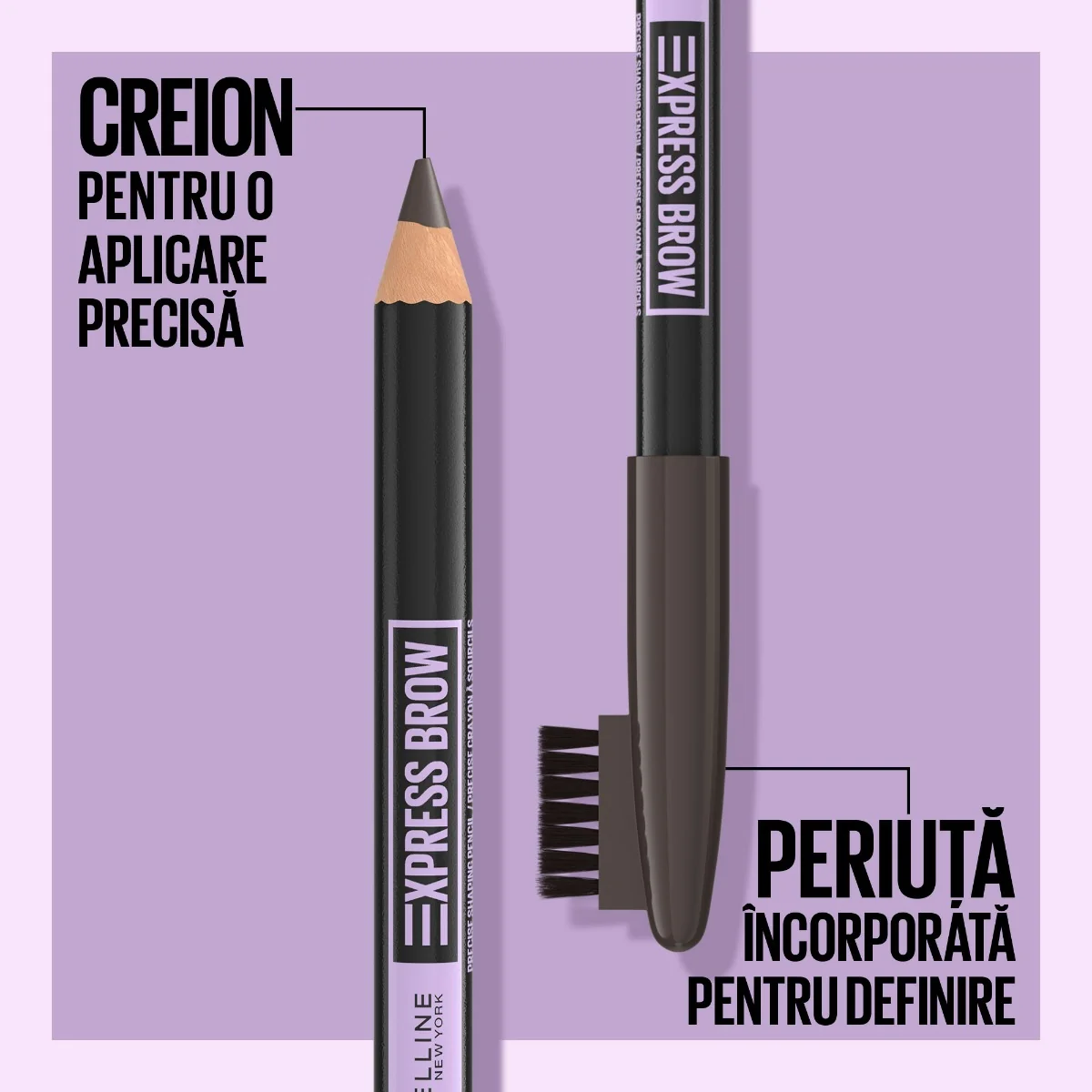 Creion pentru sprancene 03 Soft Brown Express Brow Shaping Pencil, 1g, Maybelline 