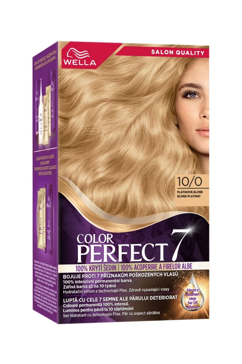 Vopsea de par permanenta Blond Platinat 10/0 Color Perfect, 135ml, Wella 