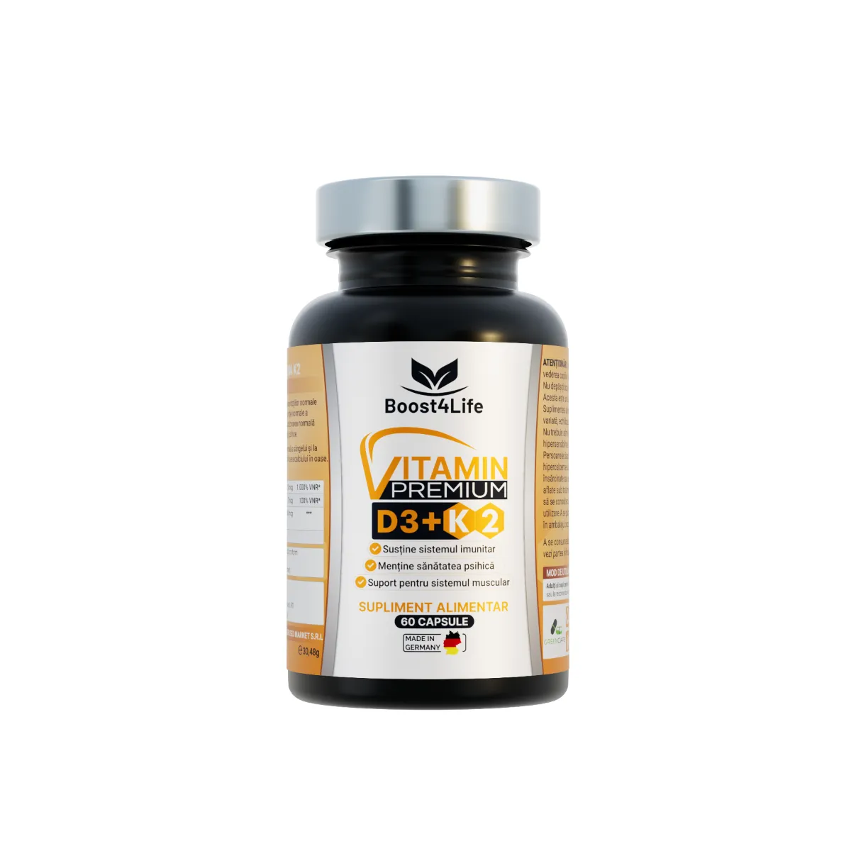 Vitamina D3 + K2 Premium GreenCaps, 60 capsule, Boost4Life 