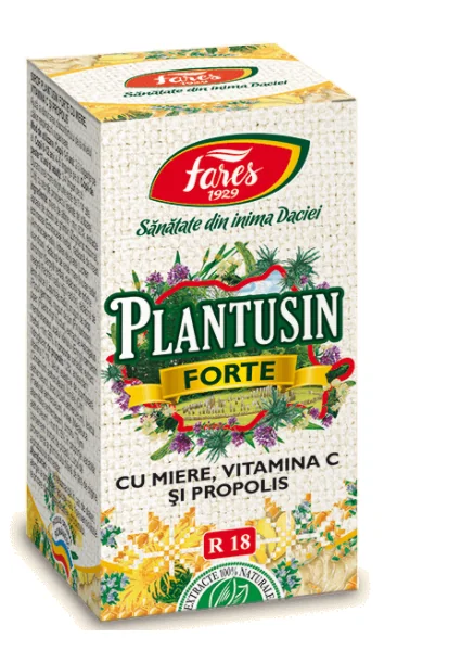 Sirop Plantusin Forte cu miere, Vitamina C si propolis, 100ml, Fares