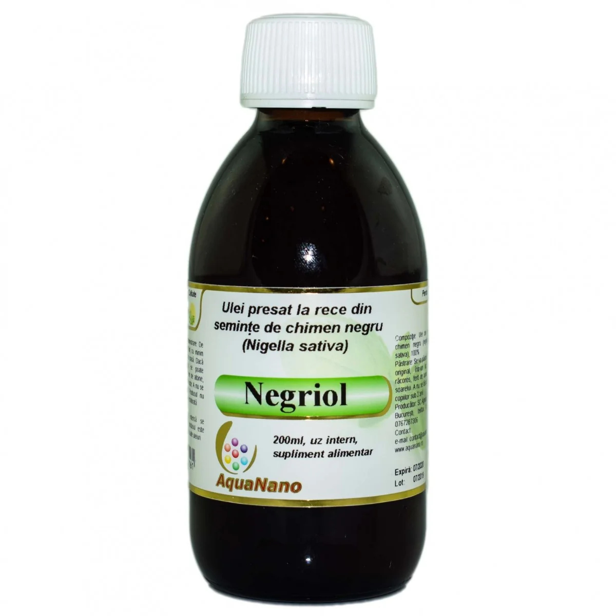 Negriol - Ulei de negrilica presat la rece, 200ml, Aghoras